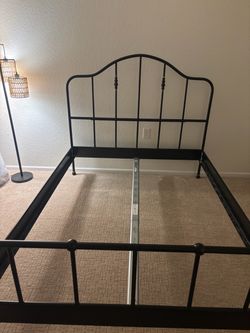 Black Metal Bed Frame with Headboard and Footboard