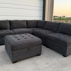 6 PIECE MODULAR SECTIONAL WITH STORAGE OTTOMAN 