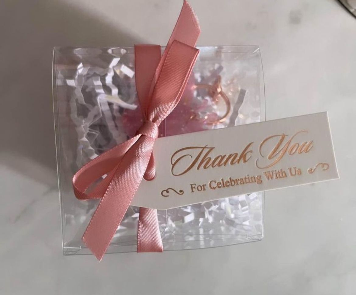 Qty. 40 Rose Gold Pink Butterfly keychain favors