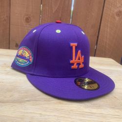 Los Angeles Dodgers(size 7 1/4) New Era Fitted Purple Hat Snapback 59fifty