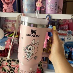 Labubu tumbler with straw cover