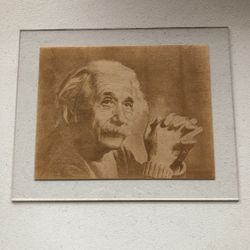 Albert Einstein Brown Paper Art On Plexiglass - 10” X 7”
