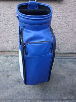 Blue and White Leather Golf Cart Bag