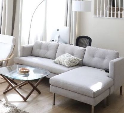 Westelm Reversible Jackson Sectional Sofa Linen Weave , Platinum