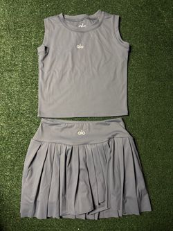 Alo Yoga Crop Top and Pleated Skirt Set