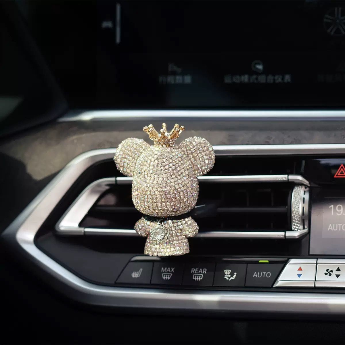 Bling Crystal Bear Car Air Freshener With Vent Clip (SLIVER)