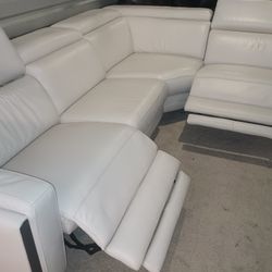 SECTIONAL GENUINE LEATHER RECLINER ELECTRIC ⚡ WHITE COLOR.. DELIVERY 🚚 SERVICE AVAILABLE 🚚💥🚚