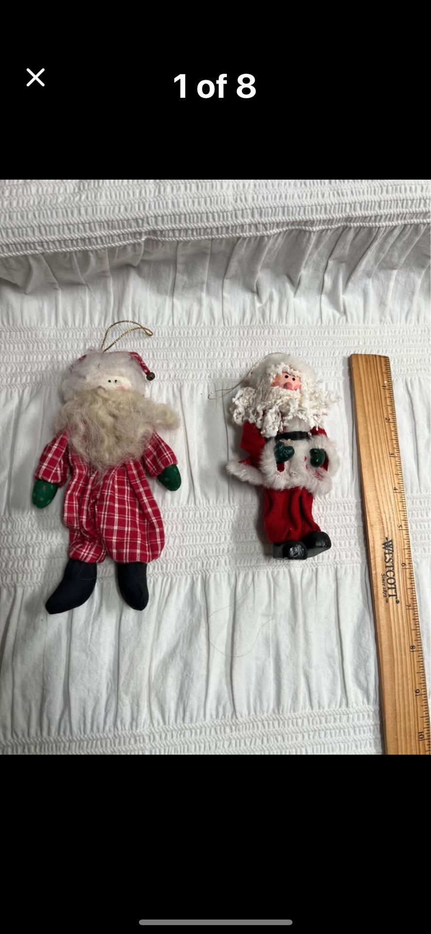 MCM Kitschy Santa yarn beard, and Rustic Santa Xmas Ornaments