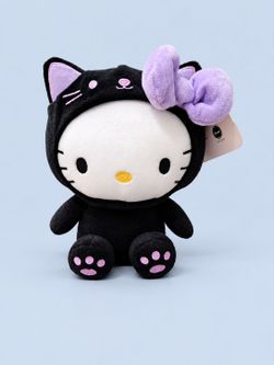 Sanrio Hello Kitty Black Cat Plush 8" Purple Bow Halloween NWT