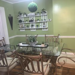 Antique Glass Dining Table For 6