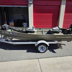 12-36 Topper Traker 11 Foot John Boat With 4 Stroke 6hp Suzuki Lowrance Fish Finder 3500 Or Best Offe