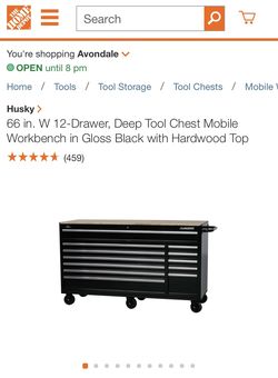 66 in. W 12-Drawer, Deep Tool Chest Mobile Workbench in Gloss Black With Hardwood Top