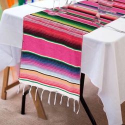 Mexican Serape Table Runners Mexican Theme Party Table Decorations Colorful Striped Serape Table Blanket Runner Tablecloth for Cinco de Mayo Mex
