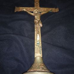 Vintage Bronze Christian Jesus Cross