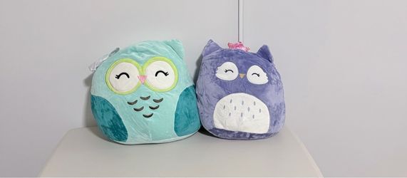 Large Owl Squishmallow Set (14" Fania & 12" Crowned Holly) - Like New!