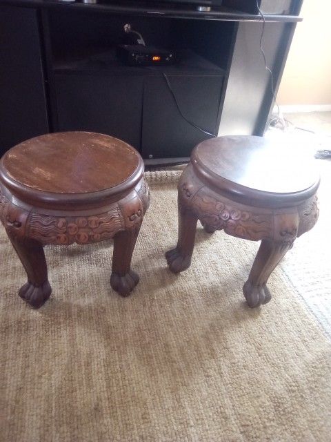 Two Antique Hand Car Footstools