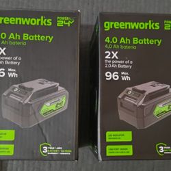 2 Packs Greenworks 24V 4.0Ah Lithium-Ion Battery (Genuine Greenworks Battery/ 125+ Compatible Tools)