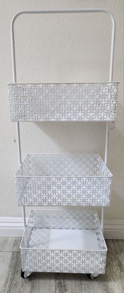 3-Tier Rolling Storage Cart – White