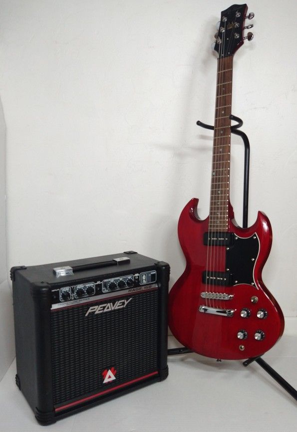 Jay Turser JT-280 Electric Guitar, Peavey Rage 158 AMP, & Silverstone Guitar Stand - $175 obo