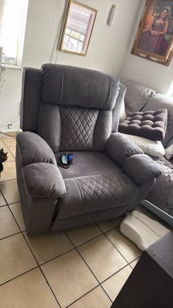 Gray Power Recliner Chair with Remote