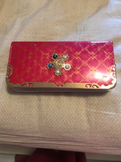 Pink with gold rim wallet
