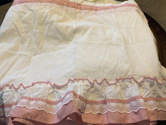 Cute Curtain Panels Pink And White With Bottom Ruffles