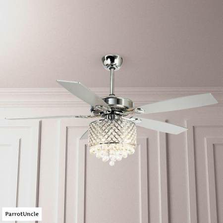 Crystal Chandelier Ceiling Fan With Light and Remote