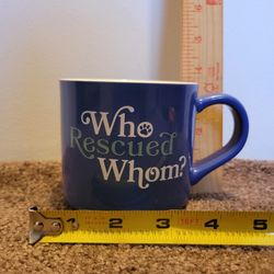 Parker Lane 16oz Stoneware Who Rescued Whom Coffee Mug Tea Soup Cup