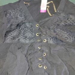 Small 3-5 black lace long sleeve
