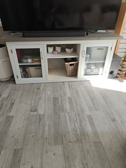 White And Grey TV Console Table