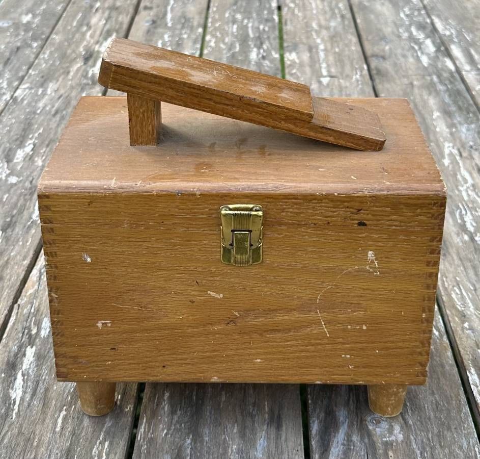 Vintage Wood Shoe Shine Care Butler Box