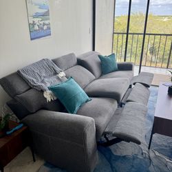 Callum Dark Gray Fabric Power Reclining Sofa