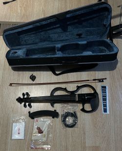 Vangoa Electric Violin 4/4 Full Size Silent Electronic Violin Fiddle, Black