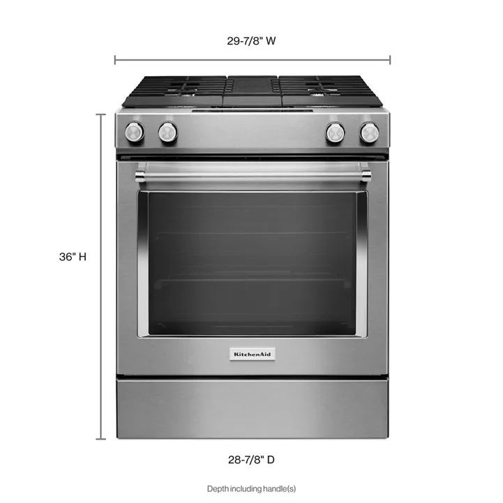 🌞🌞KitchenAid 30'' Slide-In Dual Fuel Range with Even-Heat True Convection and Downdraft Ventilation