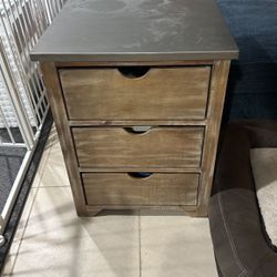 End Table With 3 Drawers Wood Base W Metal Top