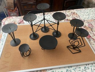 6 piece candleholder set, wrought iron.