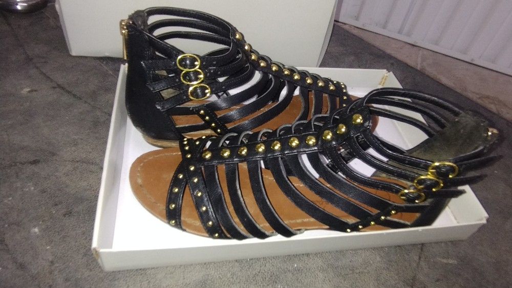 gold studded gladiator sandals