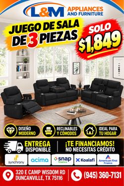 3-Piece Black Reclining Sofa Set