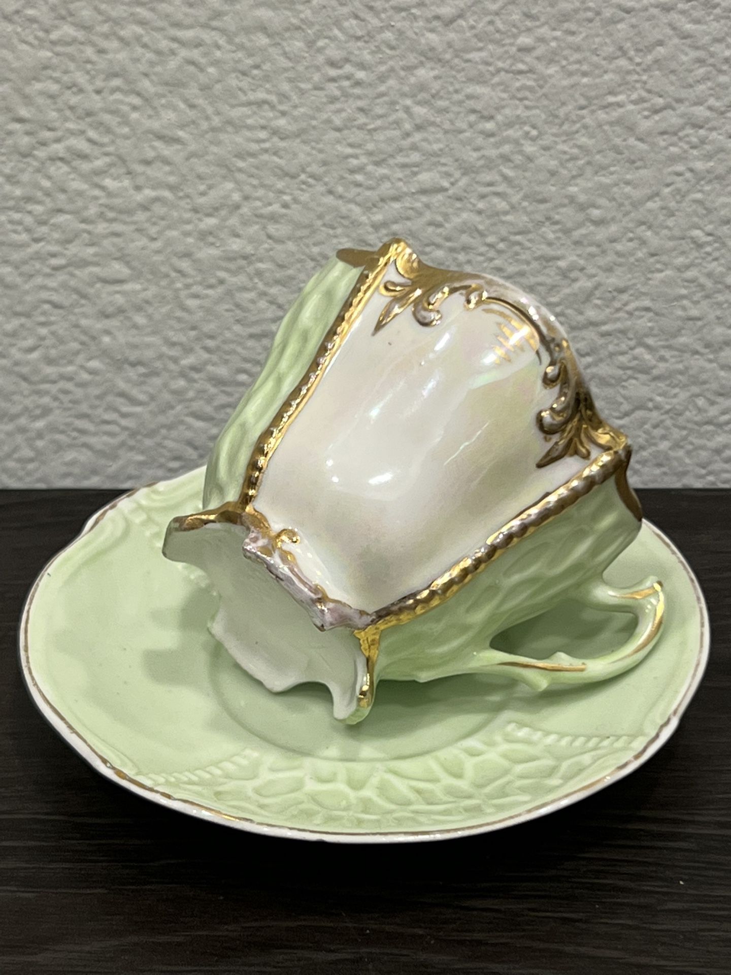 Vintage Teacup and Saucer Soft Green Bone China 