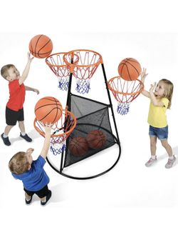 Portable Kids Basketball Hoop with Ball Storage Net – Adjustable Height Indoor & Outdoor Basketball Goal for Toddlers & Kids – Easy Assembly Youth Bas