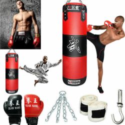 Heavy Boxing Punching Bag Training Gloves Speed Set Kicking MMA Workout GYM