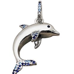 925 Sterling Silver Glam Dolphin Pendant [PEN97]