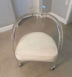 Mid-Century Lucite Clear Acrylic Rolling Arm Chair