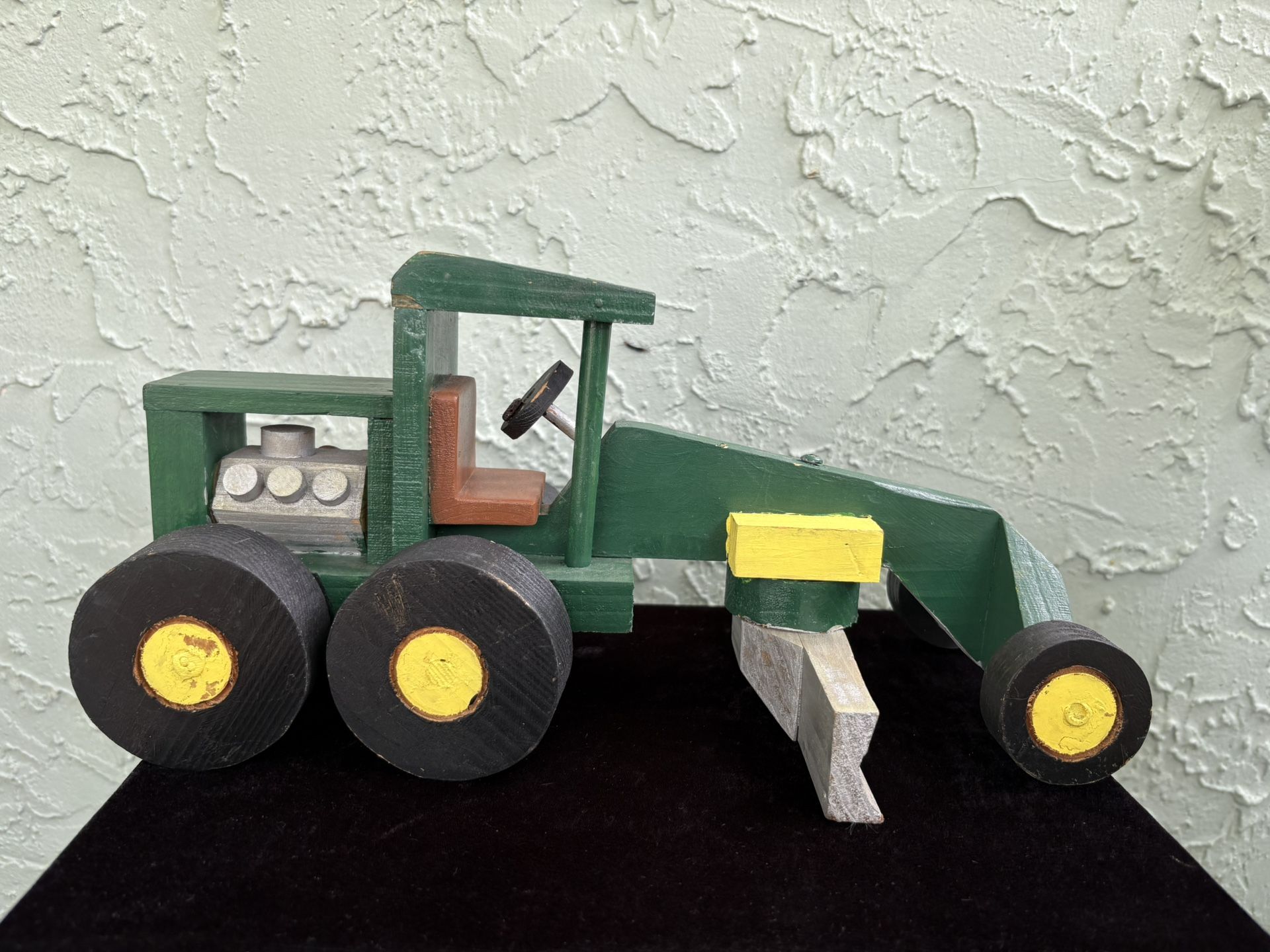 Vintage Handmade Wooden John Deer Road Grader Tractor