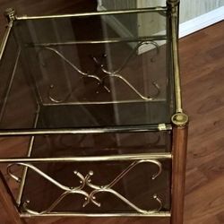 2  Brass And Glass Occasional/End Tables 