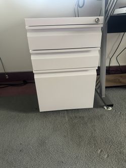 2 White Filing Cabinets