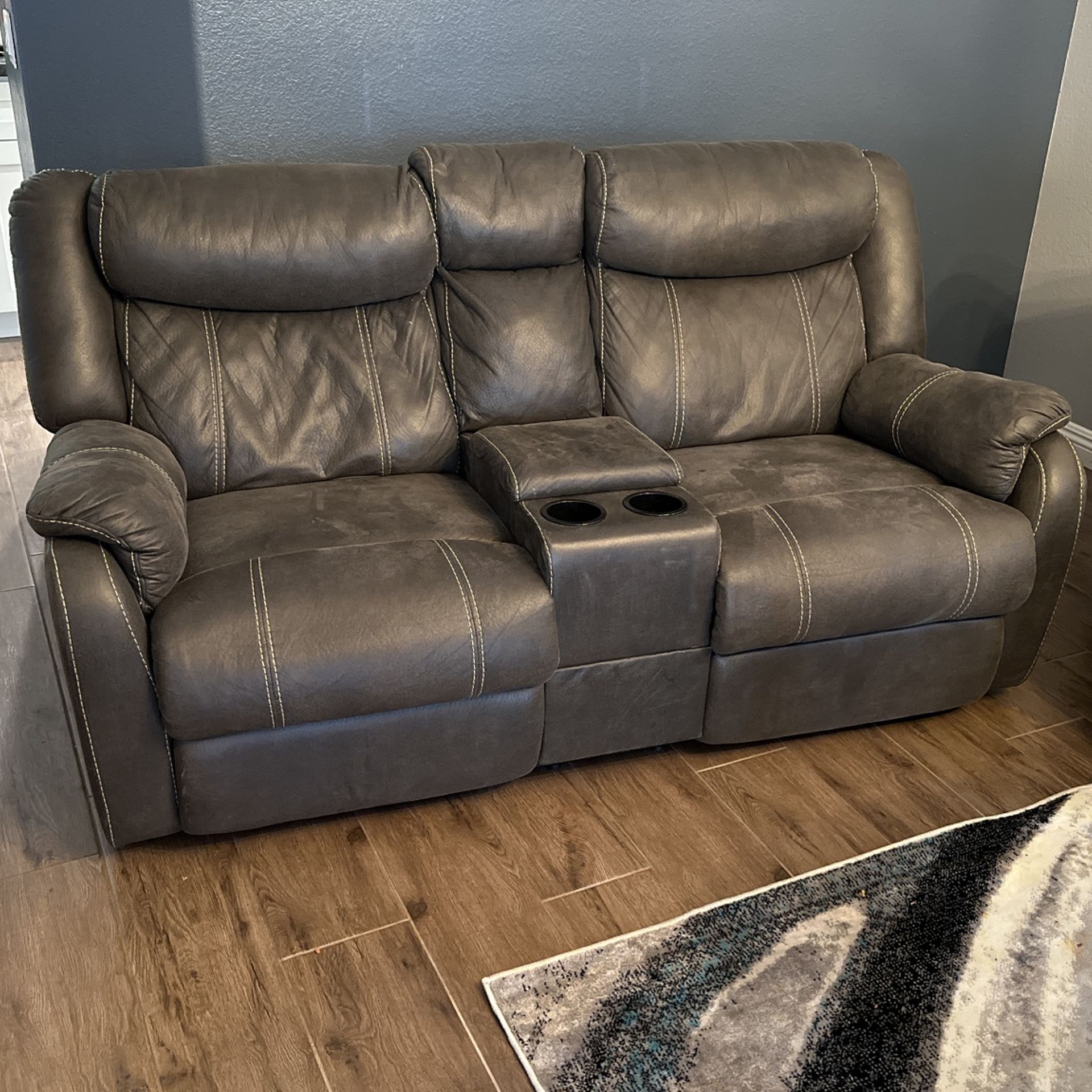 3 Piece, 4 Recliners Sectional Sofa Charcoal Faux leather for Sale in