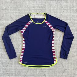 Nike Dri-fit Women’s Purple Athletic Workout Running Long Sleeve Jersey Shirt