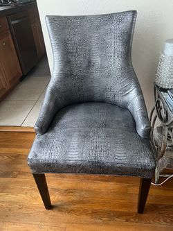 Gray Crocodile Print Upholstered Accent Chair Set of 2