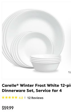 Corelle® Winter Frost White 12-piece Dinnerware Set, Service for 4